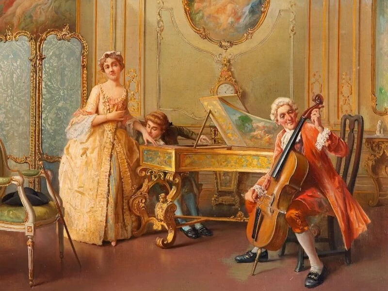 1860-Antonio Zoppi - Scena di musica rococò